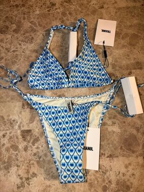 triangl swimwear Blue Heart-Print Triangle Bikini Set